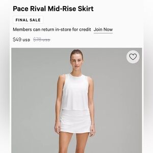 Lululemon Pace Rival Mid-Rise Skirt